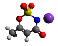 Ball-and-stick model of acesulfame potassium