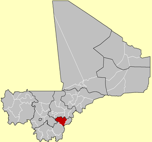 Location of the Cercle of Koutiala in Mali