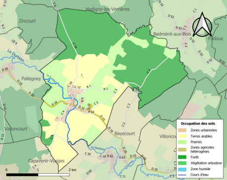 Carte en couleurs présentant l'occupation des sols.