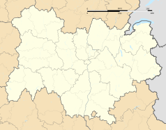 Mapa konturowa regionu Owernia-Rodan-Alpy, u góry po lewej znajduje się punkt z opisem „Montilly”