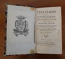 Title page and frontispiece of "Telliamed" (1749)