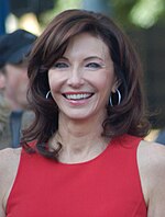 Photo of Mary Steenbergen receiving a star on the Hollywood Walk of Fame on December 16, 2009.