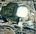 国土交通省 国土地理院 地図・空中写真閲覧サービスの空中写真を基に作成中央付近の白い建物（1989年撮影）