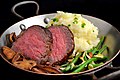 * Nomination Filet of beef: a dish with whipped potatoes, a mixture of mushroom varieties, and green beans amandine. By User:Ɱ --Shizhao 12:59, 8 February 2017 (UTC) * Decline  Oppose Nothing really sharp --Llez 17:40, 8 February 2017 (UTC)