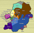 Cameroon's Centre Province with territories of its ethnic groups indicated