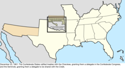 Map of the change to the Confederate States on December 23, 1861