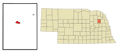 Location of Stanton within Stanton County and Nebraska