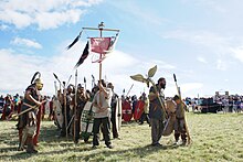 Troupe de reconstitution gauloise en démonstration lors des Arverniales 2017