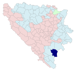 Kommunens läge i Bosnien och Hercegovina