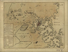 Carte de 1775 montrant la région de Boston.