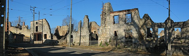 Main street of the destroyed village of Oradour-sur-Glane, Haute-Vienne, France