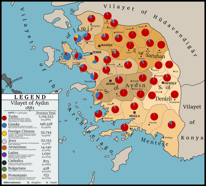 Vilayet of Aydın (1881) Boundaries and Ethnic Makeup