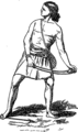 English: Sling. Picture from popular bible encyclopedia of Archimandrite Nicephorus (1892). Русский: Праща. Иллюстрация из иллюстрированной библейской энциклопедии архимандрита Никифора (1892)