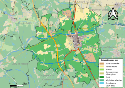 Carte des infrastructures et de l'occupation des sols de la commune en 2018 (CLC).