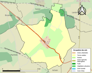 Carte en couleurs présentant l'occupation des sols.