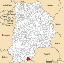 Localisation dans le département de Seine-et-Marne.