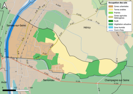 Carte des infrastructures et de l'occupation des sols en 2018 (CLC) de la commune.