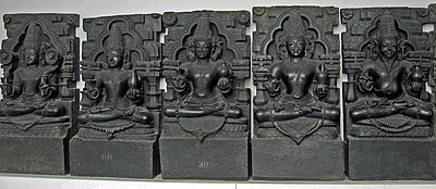 Navagraha, British Museum originally from Konark, Orissa. From left: Surya, Chandra, Mangala, Budha, Brihaspati, Shukra, Shani, Rahu, Ketu