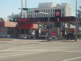 Een tankstation van Texaco.