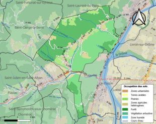 Carte en couleurs présentant l'occupation des sols.