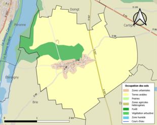 Carte en couleurs présentant l'occupation des sols.