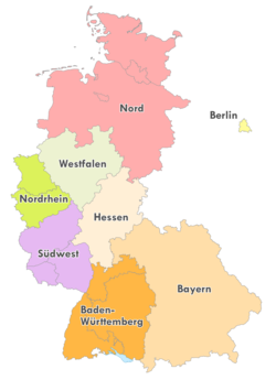 Geografische Einteilung der Oberligen zur Saison 1986/87