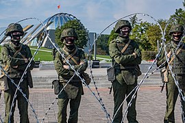 Soldiers of the Belarusian ground forces during the protests