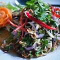 'Yam hoi khraeng' is a Thai salad made with blood cockles