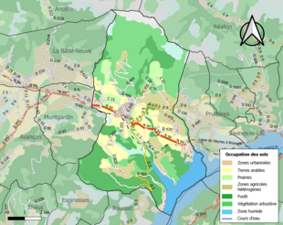 Carte en couleurs présentant l'occupation des sols.