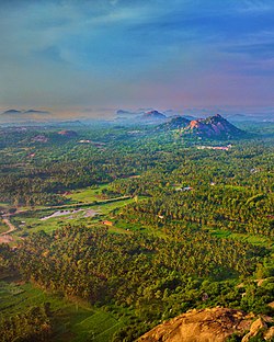 Aerial view of fields near New Bengaluru (Ramanagara)