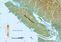 Carte du détroit de Géorgie.