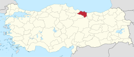 Location of the province within Turkey