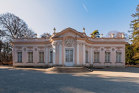 Rococo Ionic pilasters on the facade of the Amalienburg, Nymphenburg Palace Park, Munich, Germany, by François de Cuvilliés, 1734-1739[29]