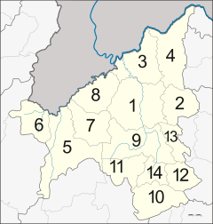 Map of 14 districts of Loei