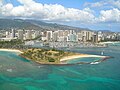 Aerial view of Honolulu (with Magic Island, Ala Moana Beach Park, Ala Wai Yacht Harbor)