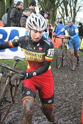 Vanderbeken in de Belgische kampioenstrui tijdens de Grand Prix Lille Métropole in 2009.