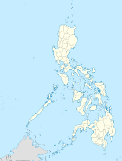 Mapa konturowa Filipin, blisko centrum u góry znajduje się punkt z opisem „Caloocan”