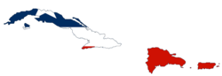 Map of Cuba, Dominican Republic, and Puerto Rico as part of an Antillean Confederation