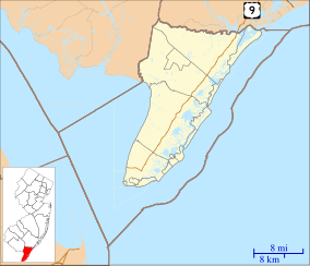 Map showing the location of Stone Harbor Bird Sanctuary