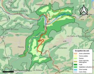 Carte en couleurs présentant l'occupation des sols.