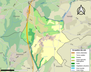 Carte en couleurs présentant l'occupation des sols.