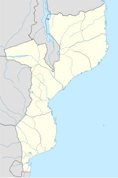 Mapa konturowa Mozambiku, na dole znajduje się punkt z opisem „Inharrime”