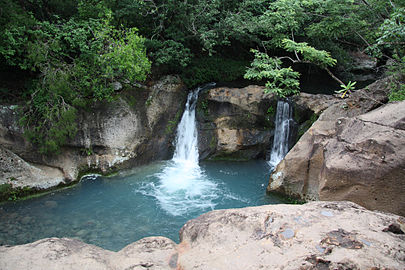 Parque nacional Rincón de la Vieja Cubre 14.300 ha. El volcán Rincón de la Vieja, el más activo de la cordillera, posee nueve cráteres, además de fumarolas, solfataras, pailas de barro y numerosas lagunas. El parque, el más visitado del ACG, protege las cuencas hidrográficas de los ríos Blanco, Colorado y Los Ahogados, que forman numerosas cataratas (en la foto), zonas de pastizales en regeneración, y bosques primarios. Cuenta con la población silvestre de guaria morada más grande del país.