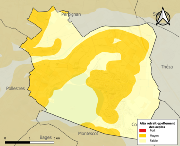 Carte des zones d'aléa retrait-gonflement des argiles.