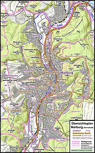 Karte - map with Wehrda in upper part