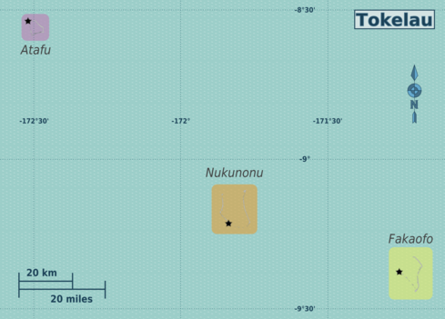 Mapa regionů Tokelau