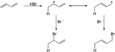 Addition von Bromwasserstoff an ein konjugiertes Dien