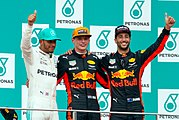 2017 Malaysia podium with Hamilton and Ricciardo