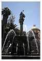 Fountain on the Zocalo with cathedral behind it