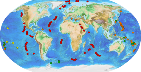 Hydrothermal vents map